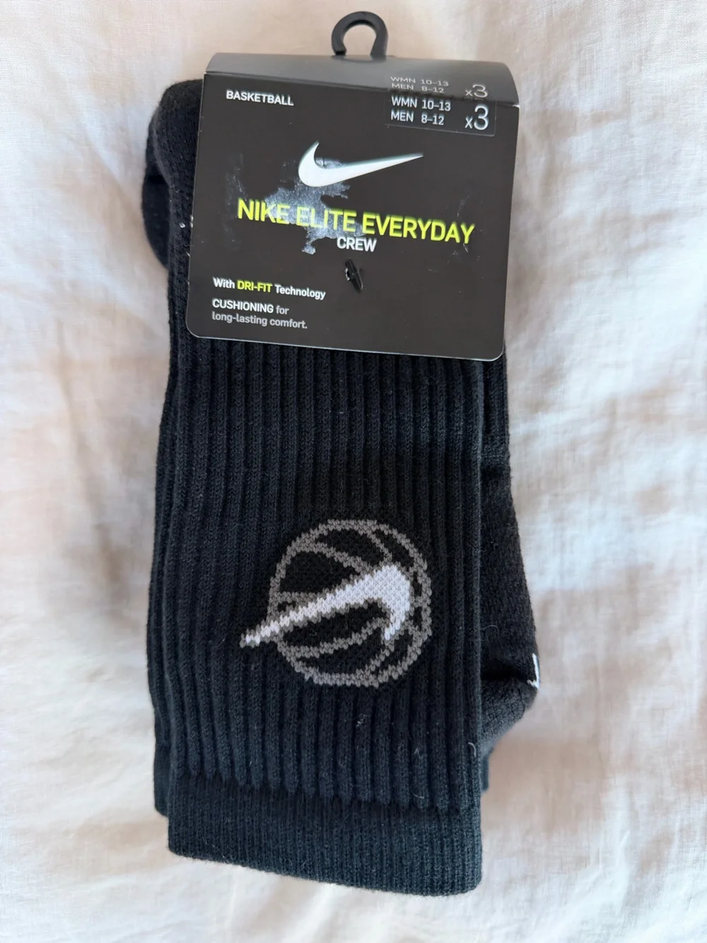 Nike Large Elite Everyday Crew Socks - 3 Pack Large Black (Men)